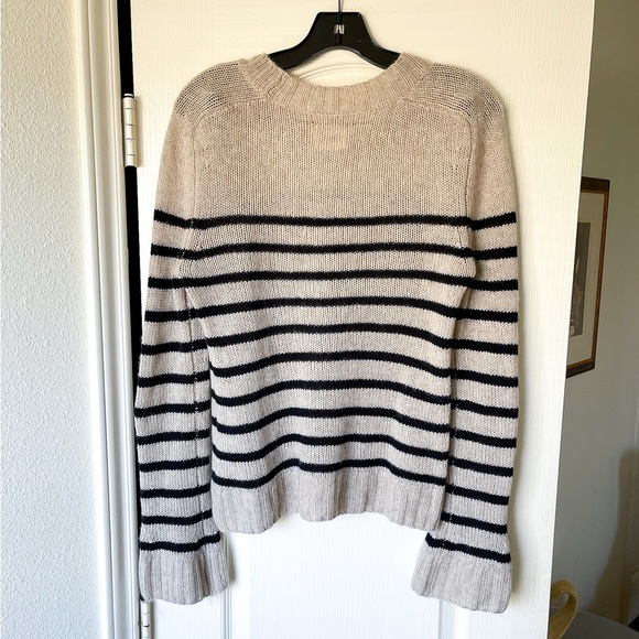 KHAITE Tilda Striped Cashmere Sweater Ribbed Fisherman Ecru Black Small EUC - Picture 8 of 12